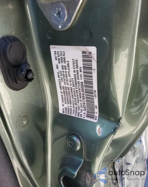 2004 Honda Element Ex from USA, damaged, VIN 5J6YH176X4L004504